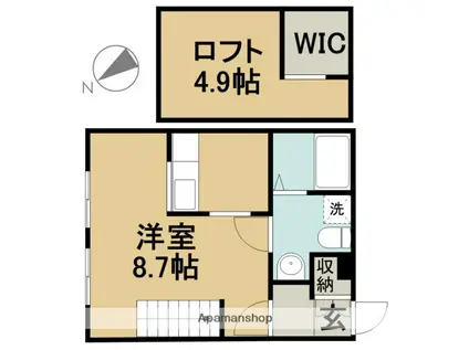 プリマグランデ須ヶ口壱番館(1K/2階)の間取り写真