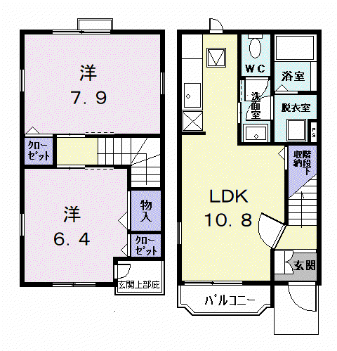 カーサエテルノⅠ(2LDK/1階)の間取り写真