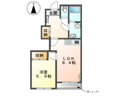 エル・テラス(1LDK/1階)の間取り写真