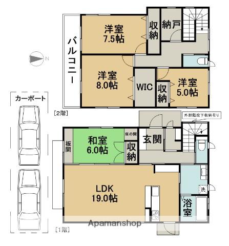 名鉄尾西線 玉ノ井駅 徒歩8分 2階建 築14年(4SLDK)の間取り写真