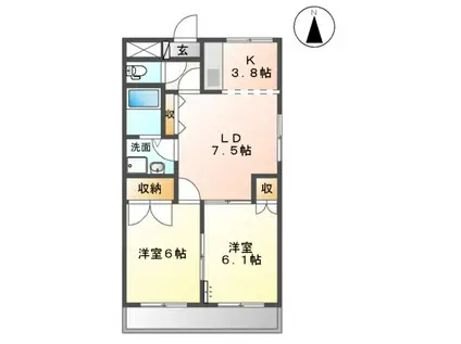 プロニティーハイム(2LDK/1階)の間取り写真