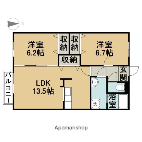 グレースみずの(2LDK/2階)の間取り写真