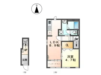 ブルーデイジー(1LDK/2階)の間取り写真