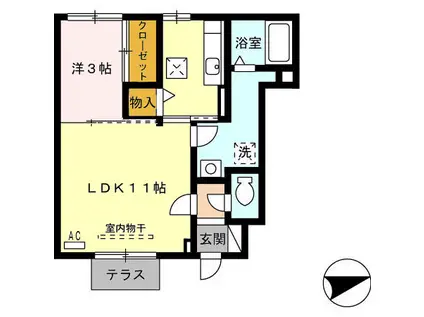 クレセント(1LDK/1階)の間取り写真