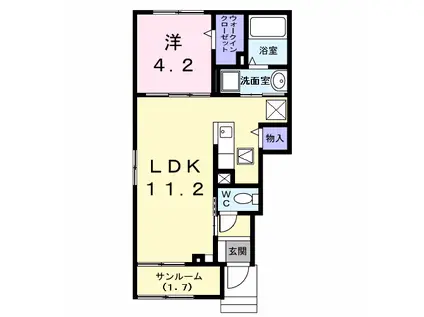 TWINS A(1LDK/1階)の間取り写真
