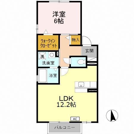 セジュールHODAII(1LDK/2階)の間取り写真