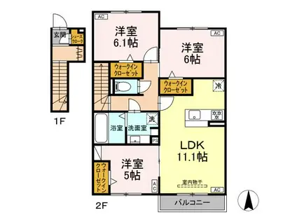 グランメゾンE(3LDK/2階)の間取り写真