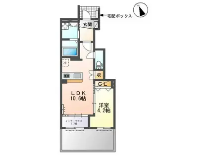 サンライズワン(1LDK/1階)の間取り写真