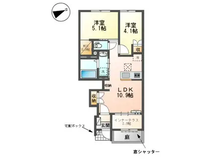 名鉄尾西線 日比野駅(名鉄) 徒歩14分 2階建 築1年(2LDK/1階)の間取り写真