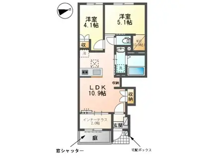 名鉄尾西線 日比野駅(名鉄) 徒歩14分 2階建 築1年(2LDK/1階)の間取り写真