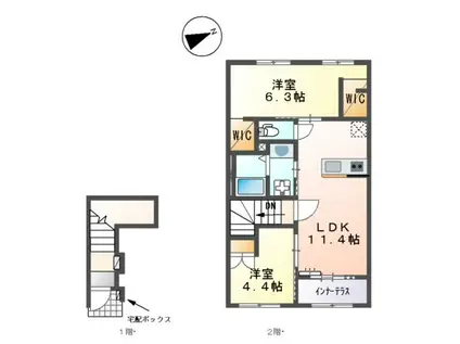 名鉄尾西線 日比野駅(名鉄) 徒歩14分 2階建 築1年(2LDK/2階)の間取り写真