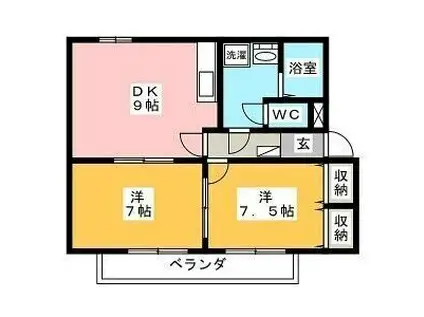 アピエス5(2DK/1階)の間取り写真
