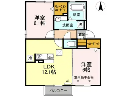 カピオン門間Ⅱ(2LDK/1階)の間取り写真