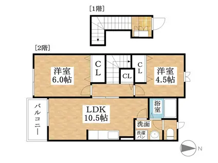 ハピネススクエア(2LDK/2階)の間取り写真