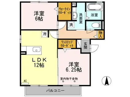 ボナール東野(2LDK/3階)の間取り写真