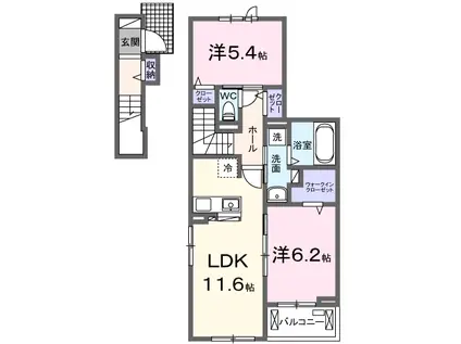 ハピネス(2LDK/2階)の間取り写真