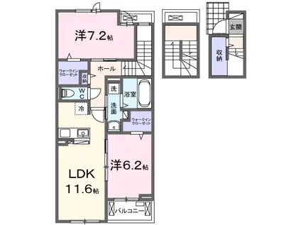 ハピネス(2LDK/3階)の間取り写真