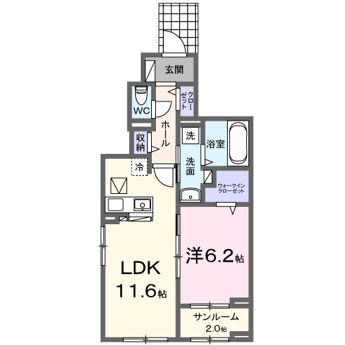 スクエア ヴィラ Ⅱ(1LDK/1階)の間取り写真