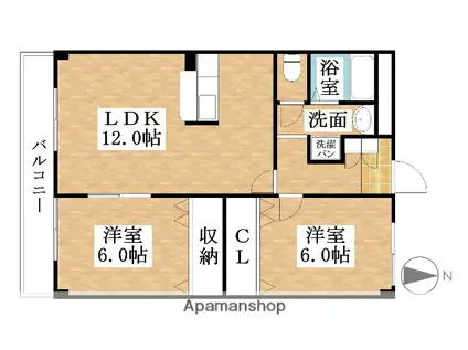 セイフティ日比野(2LDK/2階)の間取り写真