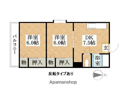 メゾン・オオワキ(2DK/1階)の間取り写真