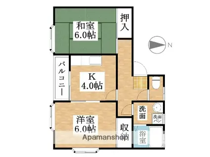 早川コーポ2(2K/3階)の間取り写真