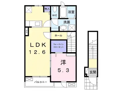 リュニック唯1(1LDK/2階)の間取り写真