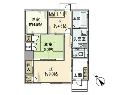 東海道本線 枇杷島駅 徒歩7分 1階建 築18年(2LDK)の間取り写真