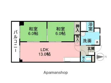 メゾン白菊(2LDK/6階)の間取り写真
