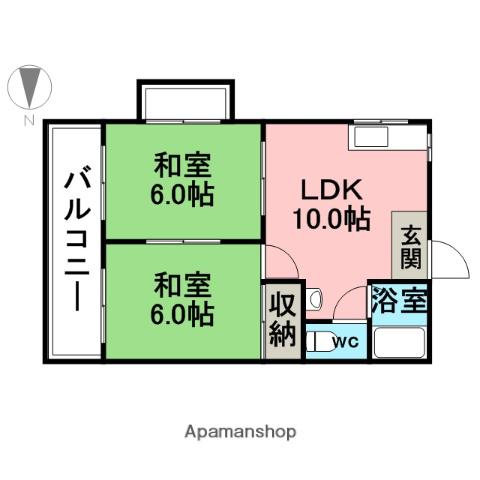 川口マンション(2LDK/4階)の間取り写真
