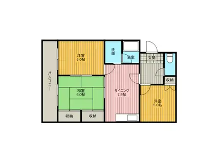 ファミール元桜田(3DK/2階)の間取り写真