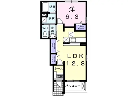 インペリアルB(1LDK/1階)の間取り写真