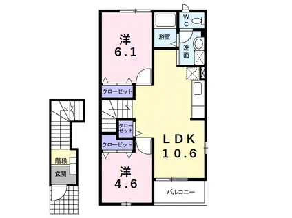 エレガン相生B(2LDK/2階)の間取り写真
