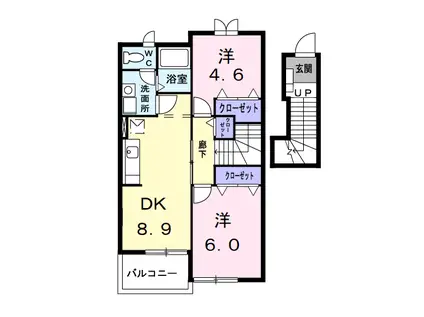 クレストール住崎(2DK/2階)の間取り写真