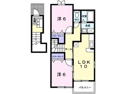 ハイネス雅(2LDK/2階)の間取り写真