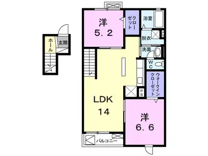 セントラルヒルズ(2LDK/4階)の間取り写真