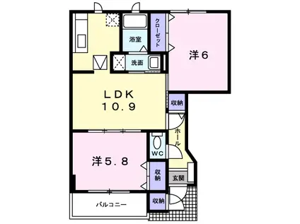 セポージャ徳永Ⅱ番館(2LDK/1階)の間取り写真