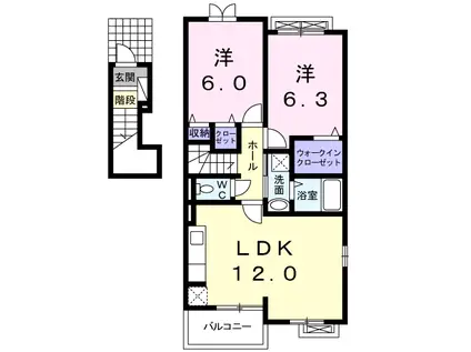 フォルトゥーナ(2LDK/2階)の間取り写真