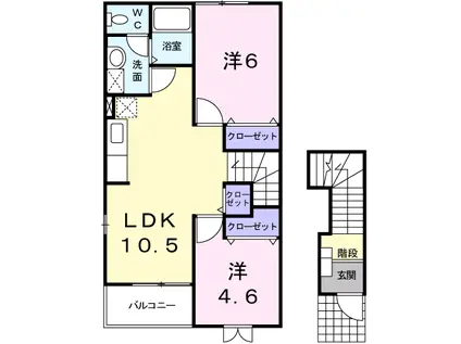 ピーコックY(2LDK/2階)の間取り写真