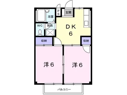 シティハイツ住崎B(2DK/2階)の間取り写真