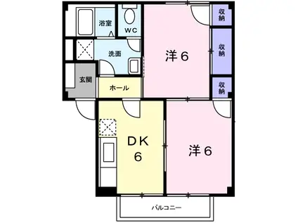 ハイム アリオン(2DK/2階)の間取り写真