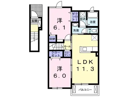 アイリン タウン B(2LDK/2階)の間取り写真
