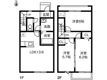 メゾネットGRAN LUCE A(3LDK)の間取り写真
