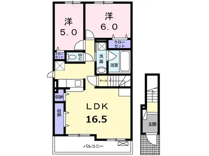 NOVA(2LDK/2階)の間取り写真