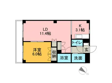 ハイムルミナス(1LDK/1階)の間取り写真