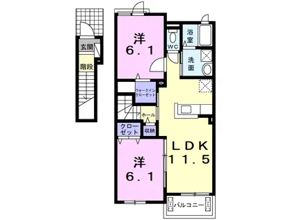 シュウ・メゾンⅡ(2LDK/2階)の間取り写真