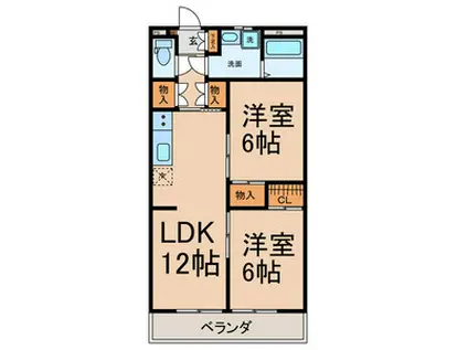 プランドールコート(2LDK/2階)の間取り写真
