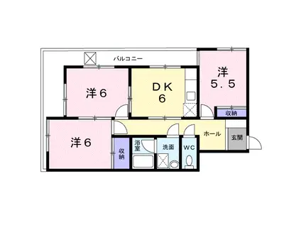 ロイヤルタウン(3DK/2階)の間取り写真