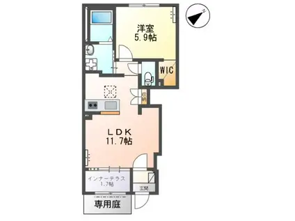 アンソレイユ Ⅰ(1LDK/1階)の間取り写真