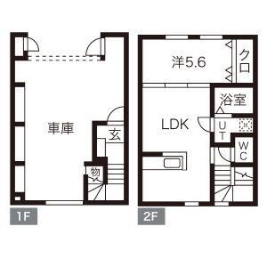 ガレージハウス ラ・カージェ(1LDK)の間取り写真