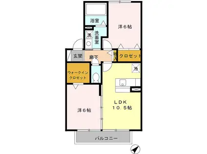 セジュールアラコB(2LDK/1階)の間取り写真